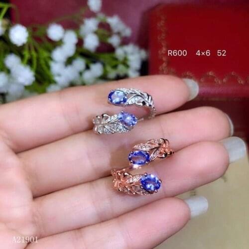 KJJEAXCMY boutique jewelryar 925 Silver-inlaid Natural Tanzanite Gemstone Ring Support Detection oiqw