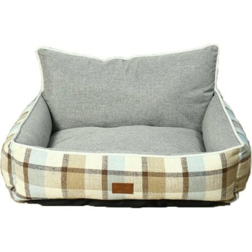 Indoor Soft Pet Bed Rectangle Washable Dog Bed Comfortable Square Pet Bed Bolster Walls Kennel Pet Supplies