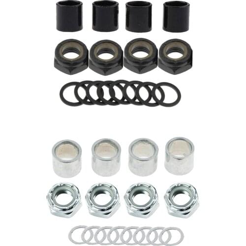 16 Pieces Skateboard Truck Hardware Kit Includes Spacers, Axle Nuts and Speed Rings for Skateboard and Longboard