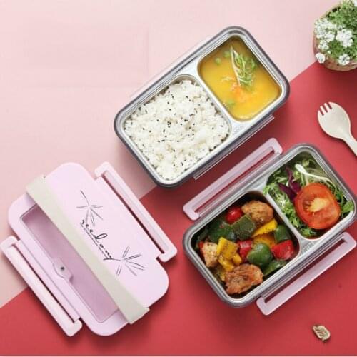 Single and Double Lunch Box Double Layer Water Injection Heating 304 Stainless Steel Student Bento Box Office Fresh Food Box Set