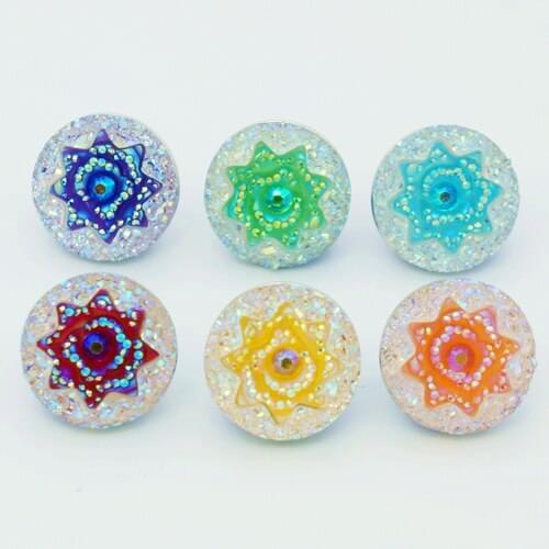 Fashion beauty 10pcs mixed Round Resin gloss Flowers 18MM snap buttons fit snap bracelet snap jewelry NS1004