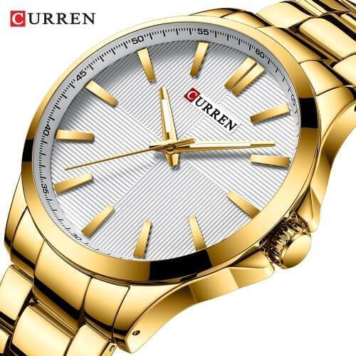 Mens Watches Top Brand Luxury Stainless Steel Band Watch for Men CURREN Wristwatch Fashion Business Quartz Clock Man Waterproof