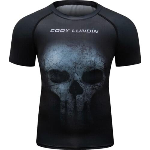 Cody Lundin New Design Fitness Rashguard Workout Short Sleeve Digital Printed Tops For Men