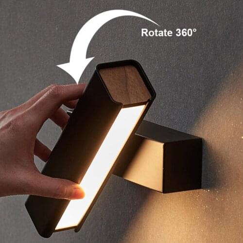 Nordic Living Room Rectangle Rotating Wall Lamp Bedside Lighting Modern Minimalist Bedroom Background Wall Led Lights