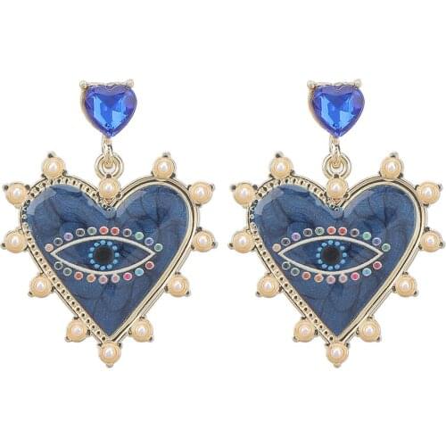 Novelty Design Alloy Enameled Eyes Pendant Dangle Earrings Jewery For Women Hot Sale Trendy Girls Collection Earrings