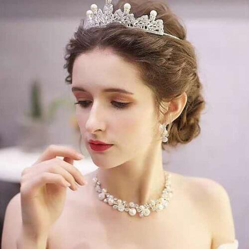 New Jewelry Sets Pearls Korean Earring Choker Necklace Jewelry Set For Women Girl Wedding Party Gift Fashion Bride Pearl Jewelry