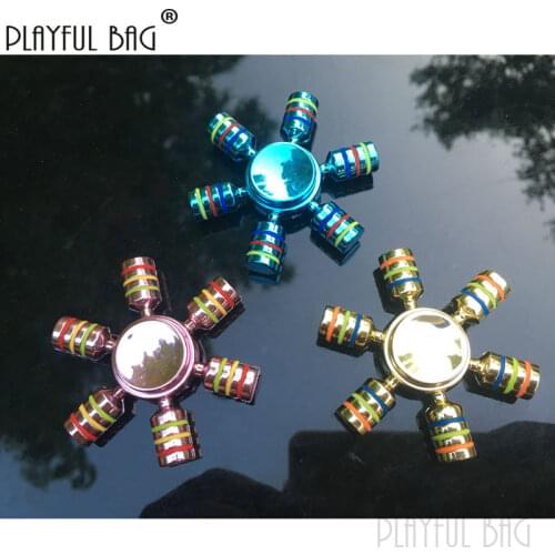 New electroplating three-headed six-arm fingertip gyro decompression toy plastic colorful finger gyro hexagonal spiral toy
