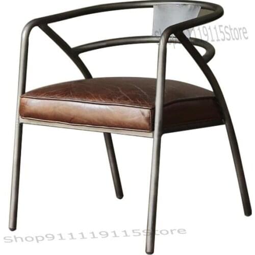 American Style Dining Chair Iron Single Chair Retro Dining Table Chair Back Leisure Coffee Shop Chair Creative Office Hotel Chai