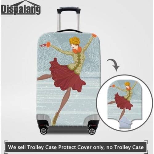 Dispalang Thicken Luggage Cover Ice skates Print Travel Suitcase Protective Cover for 18-30 inch Trunk Case Girls Baggage Cover
