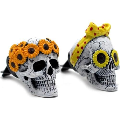 Ghost Head Aromatherapy Set Car Interior Air Vent Skull Smell Diffuser Clip Home Automotive Interior Air Freshener Scent Parfum