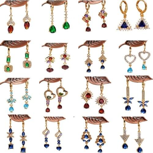 Luxury Bohemian flower Earrings for Womens earrings Gold Filled dangle Drop heart Earring Trendy Jewelry for Party Wedding Gift