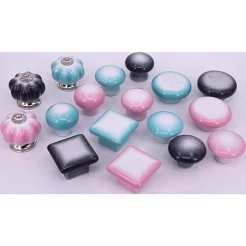 LCH Ceramic Carton Knob Distressed Pink Instragram Green Children Room Handmade Cabinet Knobs Drawer Knobs for Kids/Children