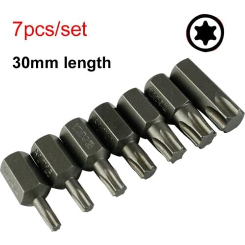 7pcs/set Industrial-grade Durable 10mm Hex Shannk Heavy Duty Impact Torx Screwdriver Bit 30mm Length T20 T25 T30 T40 T45 T50 T55