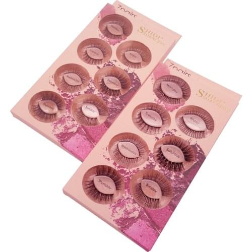 SHIDISHANGPIN 7 pairs False Eyelashes Mix Mink Eyelashes Lashes Makeup Natural Long Mink Lashes Fake Eyelash cilios maquiagem