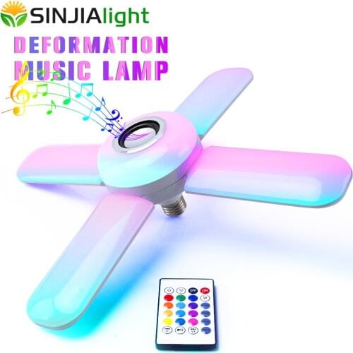 Smart Music Light Bulb RGB White LED Lamp 50W RGBW Wireless Bluetooth Music Speaker for Holiday Party Decorative Lighting E27