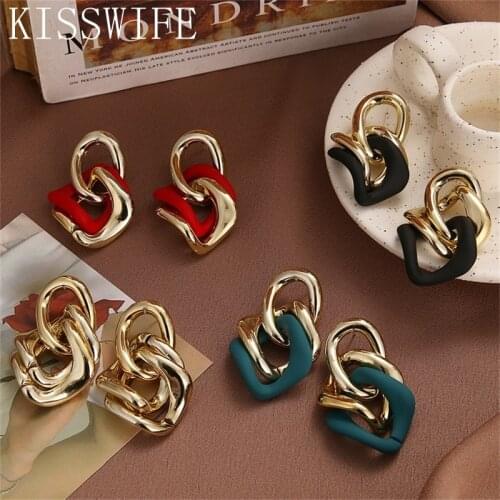 Vintage Metal Geometric Knot Earrings For Women Geometric Gold Color Metal Pendant Earrings Fashion Jewelry