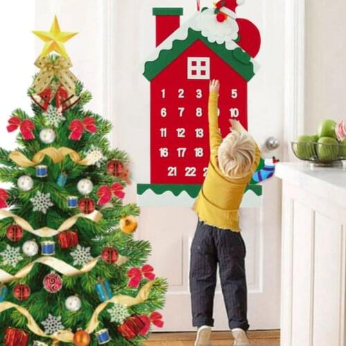 Felt Calendar Christmas Tree Diy Xmas Pendants Odorless Durable Wall Hanging Detachable Ornaments Party Holiday Home Decoration