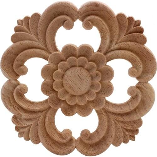 VZLX Vintage Unpainted Wood Carved Corner Onlay Applique Frame Decorate Wall Door Furniture Decorative Figurine Wooden Miniature