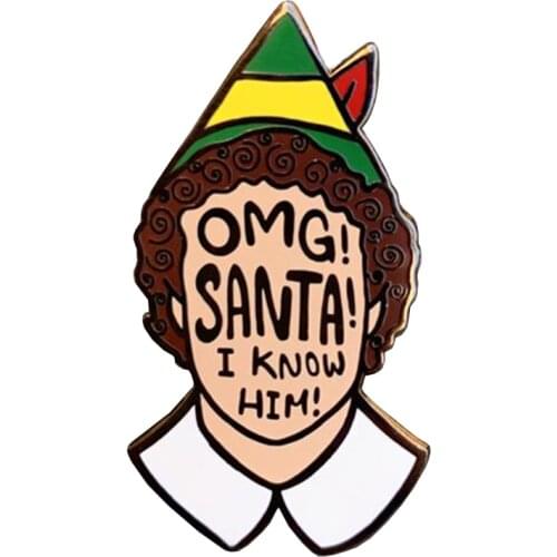 Funny elf quote badge cute Santa Claus brooch Christmas gift
