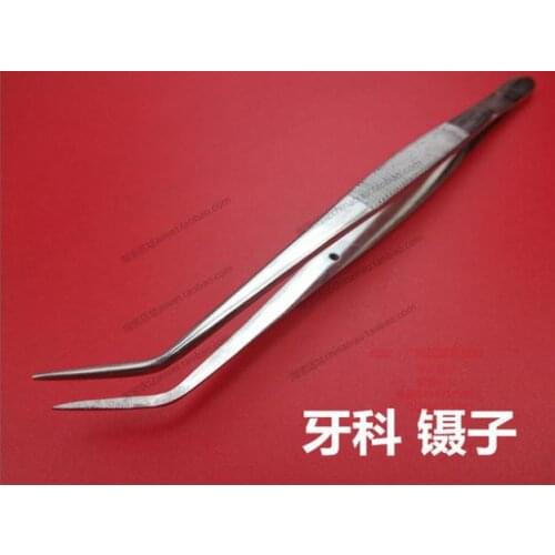 Dental stainless steel Serrated Curved tweezers bended tweezers position tweezers grip things medical tweezers Instrument