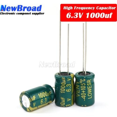 10PCS Aluminum electrolytic capacitor 1000UF 6.3V 10V 16V 25V 35V 50V 63V 80V 100V high frequency low resistance longlife 1000UF