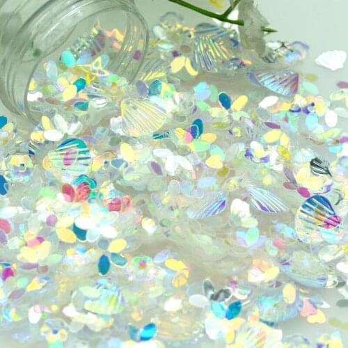 20 Gram Assorted Fancy White Shells Sequins & Spangles, Party Decoration Scrapbooking Sequnins Nail Art Sequnins