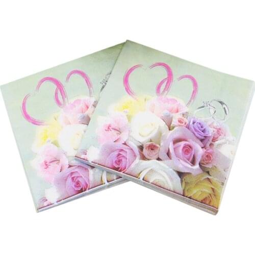 20Napkins/lot 33x33cm Colored Printed Wedding Napkin Ring Print DIY Wedding Anniversary Days Party Paper Towel Decoration