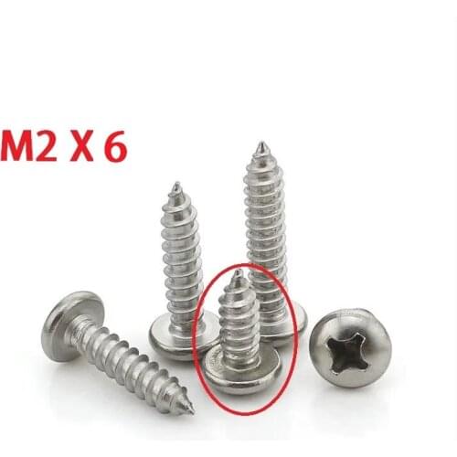 2000PCS/lot Nickel plated M2*6 M2*8MM Philips round Head Self tapping Electronic Screws