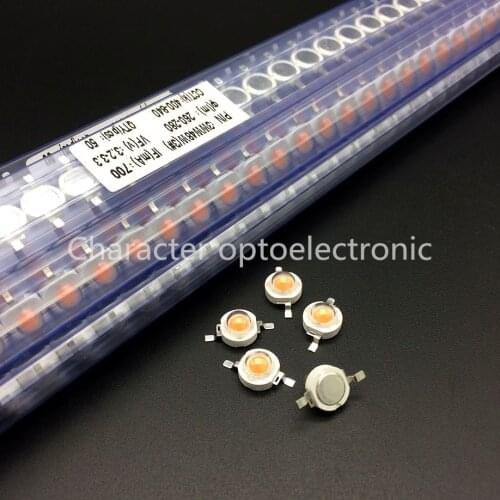 50pcs 1W/3W high power led Lamp Bead plant grow light Bulb full spectrum 400-840nm Chip 3.2-3.4 700mA180-200LM