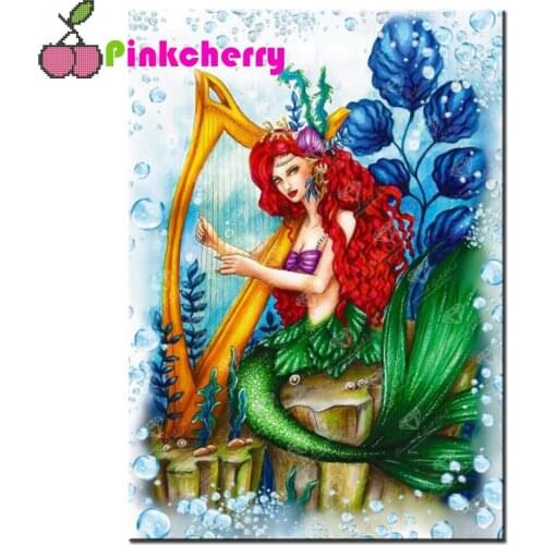 5D DIY Diamond Painting Princess Cartoon Accordion Mermaid Mosaic Full Square Round Drill Home Decor Childs Top Gift k32
