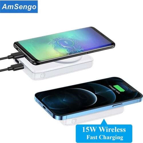 Amsengo 10000mAh Magnetic Wireless Charger Power Bank Magnet PowerBank For iPhone 12 Mini Max PD Fast Charging Portable Battery