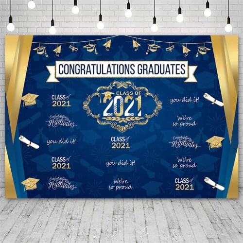 Avezano Congratulation Graduates Backdrop Class 2021 Curtain Photography Background Studio Photozone Photocall Photo Props Decor
