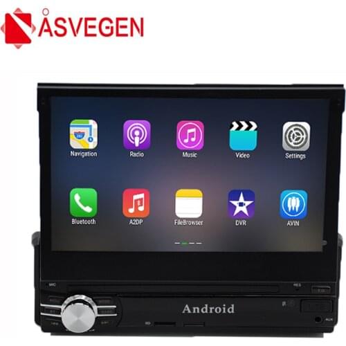 Asvegen 7'' Universal 1 Din Android 6.0 Quad Core Automatic Screen Car GPS Navigation Wifi Bluetooth 1G+16GB Multimedia Player