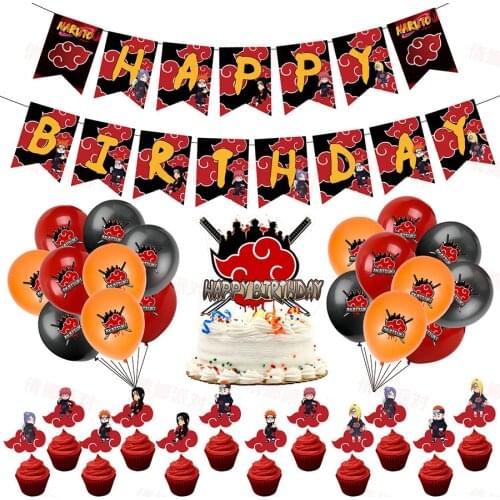 Bandai Naruto Childrens Theme Birthday Party Decoration Set Flag Pull Banner Balloon Cake Insert Sign Insert Card Wedding