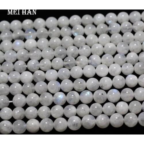 Meihan Free shipping ( 1strand) natural A+ moonstone 7.5-8.5mm smooth round loose beads for jewelry making design