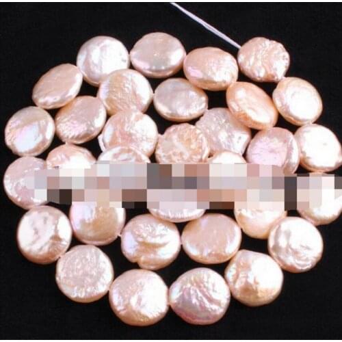 Free Shipping JEWELRY MAKING 11MM PINK COIN FRESHWATER PEARL BEADS STRAND 15"