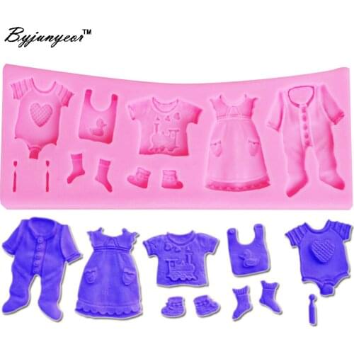 Byjunyeor M238 Baby Cloth UV Resin Silicone Mold Fondant Chocolate Candy Lollipop Crystal Epoxy Soft Clay Bake Tools