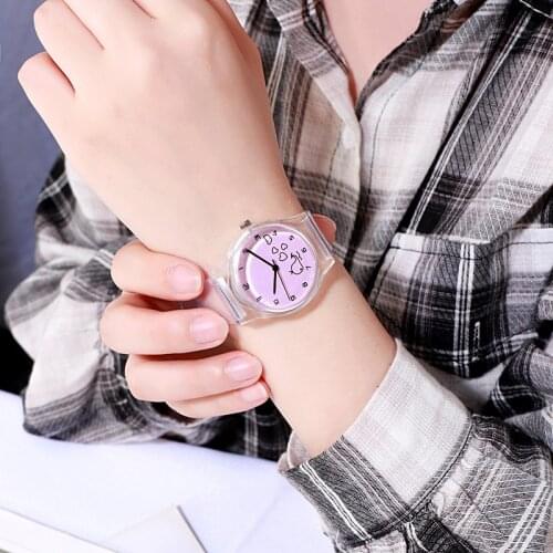 Kids Quartz Sport Watch Jelly for Girls Boys Children Women Clocks Wristwatch Cartoon Transparent Color Simple