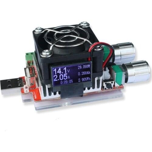 35W USB Electronic Load Adjustable Constant Current Aging Resistor Battery Voltage Capacity Tester Qc2.0/3.0 Voltmeter