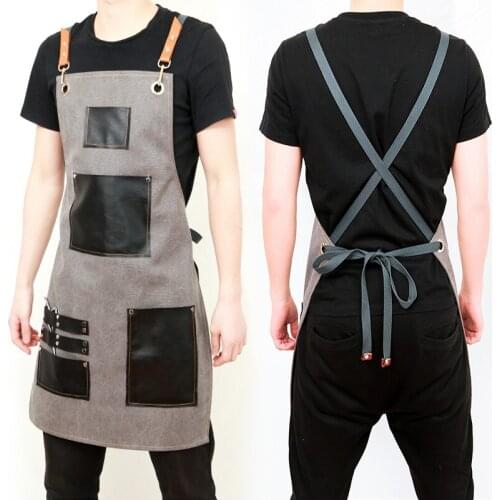 Apron Korean fashion tea shop custom printed logo men and women hair Chinese restaurant same barista job apron