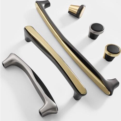KK&FING 1PC Nordic Light Luxury Zinc Alloy Gold Black Kitchen Cabinet Door Handles Drawer Knobs Dresser Pulls Furniture Hardware