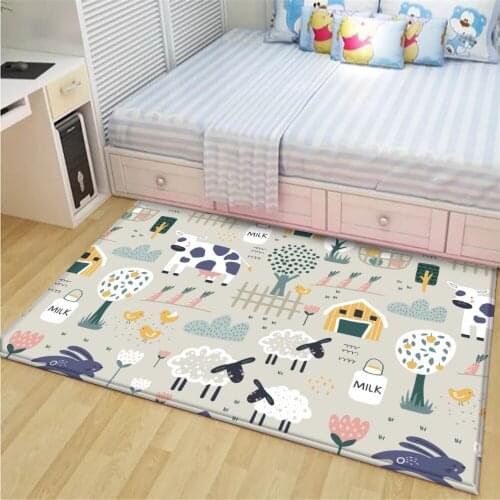 Tapis de chambre Cute Animals Flannel Carpet Rug Cartoon Floor Rug For Living Room Bedroom Kids Room Non-Slip Play Mat & Carpet