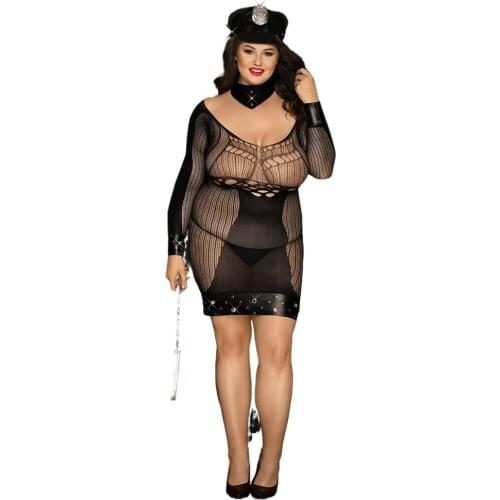 Latex Lace Policewoman Cosplay Uniform Large Size Plump Girl Police Lingerie Erotic Sex RolePlay Police Plus Size Porno Costumes
