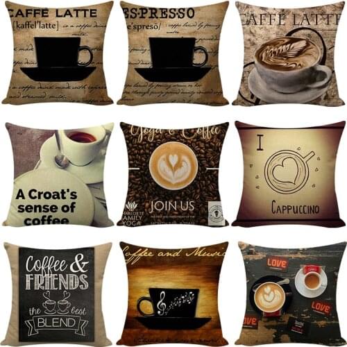 Retro Style Afternoon Tea Poster Printed Linen Cushion Cover Restaurant Kitchen Chair Seat Square Lumbar Pillow Case 45*45cm