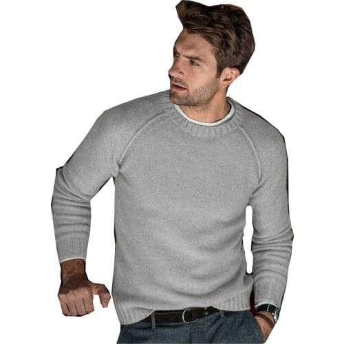 Mens Long Sleeve Pullover Fall/Winter Pullover M-XL Mens Round Neck Pure Color Pullover Youth Fashion