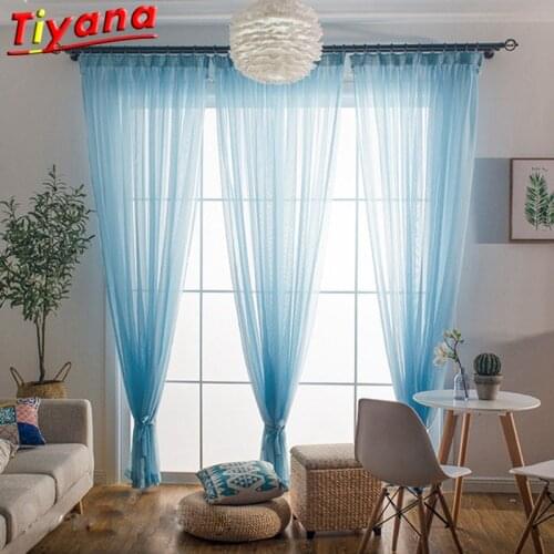 Nature White Cheap Curtians Fashion Rainbow Curtains Solid Blue Tulle for Living Room Wedding Decor Cortinas Salon WP184-50