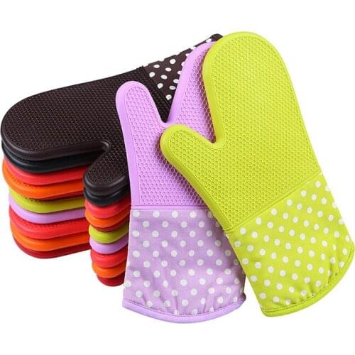Wholesale 100pcs/lot HQ 300Degree Mitts Gloves Kitchen Baking Microwave Oven Cooking Heat Resistant Silicone 7 colors thick