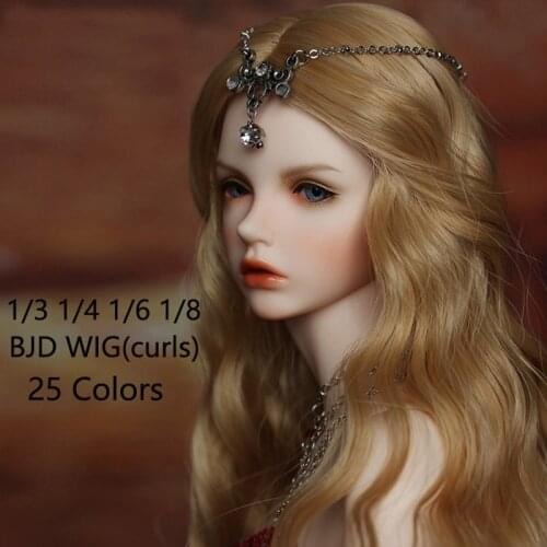 25 colors BJD Wig Fair size 1/3 1/4 1/6 1/8 Long Wave Fiber long wig big wavy curly Retro classical hair for Dolls Wig