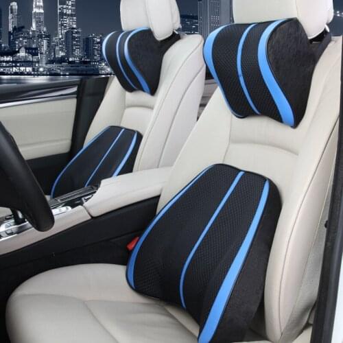 1 Set Lumbar Support Auto and Neck Pillow 3D Mesh Fabric Soft Comfort Memory Foam Pillow Travel Pillow Seat Cushion