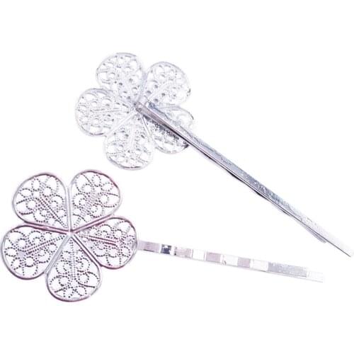 Silver Plated 120piece Hair Pins with 25mm Five-leaf flower Hairpins Jewelry Findings Hair accessories HPF39